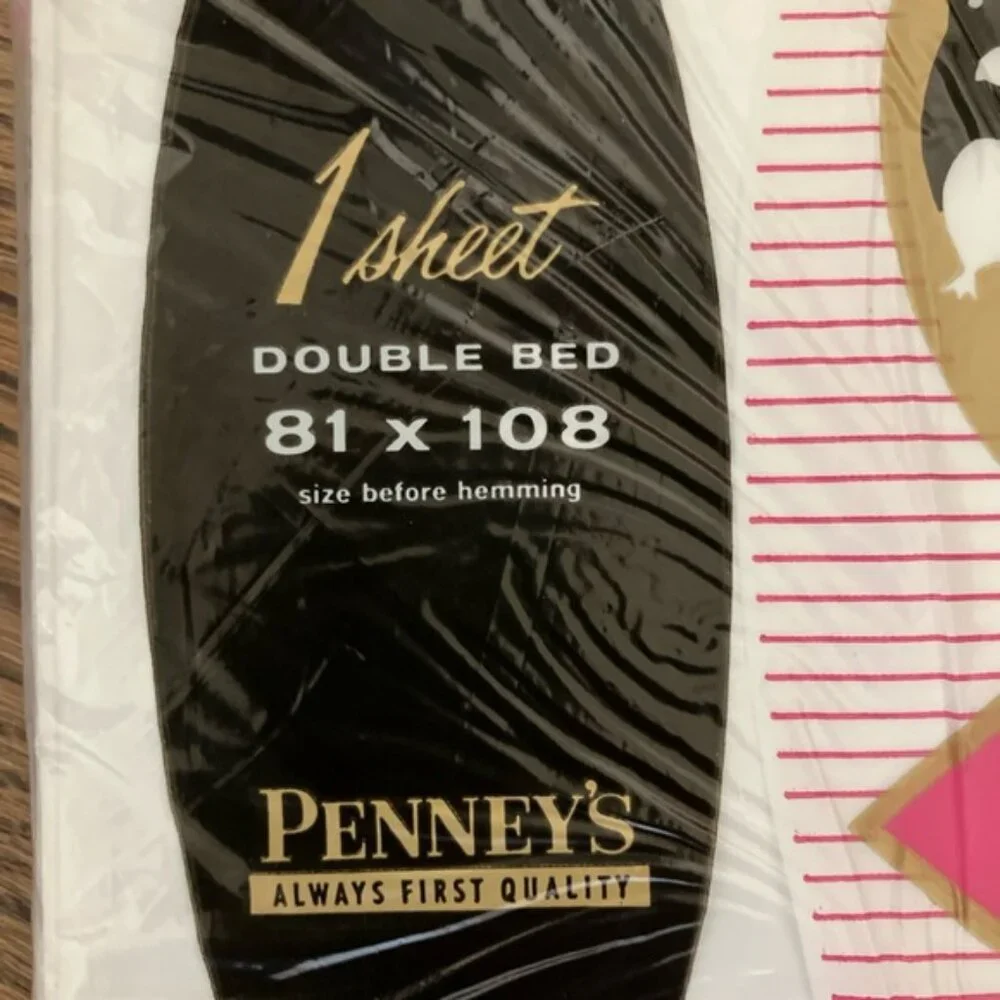 JCP PENNEYS Pencale White Double Bed Flat Sheet 100% Cotton Percale 81 x 108 VTG